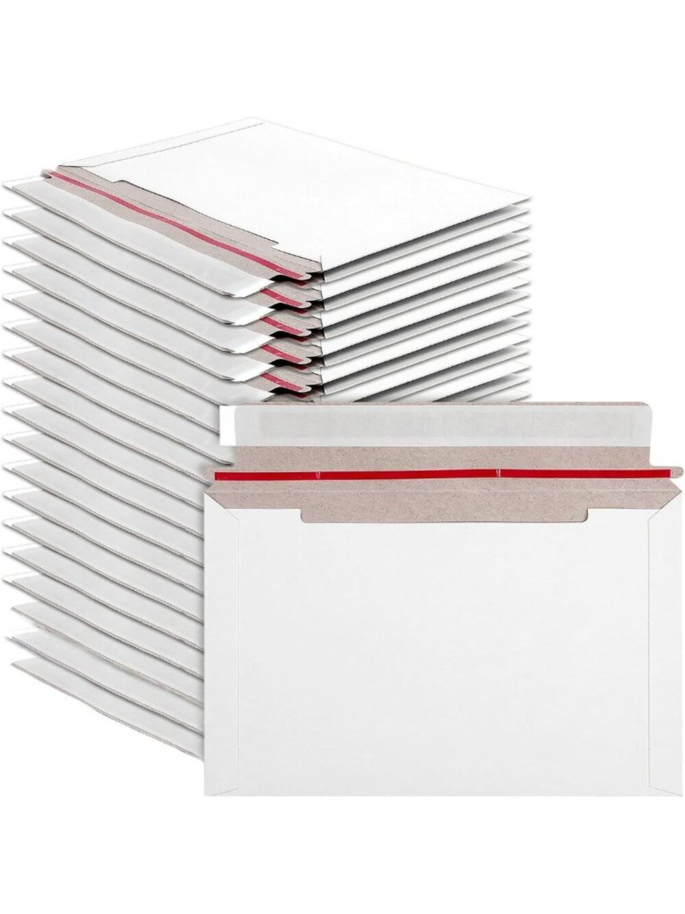 200 Pack Self-Seal Rigid Mailers 6.5x4.5" - Flat White Cardboard Shipping